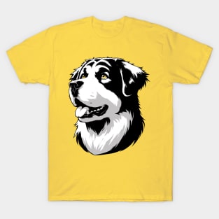 Stunning and Cool Central Asian Shepherd Dog Monochrome and Gold Portrait for Father's Day T-Shirt